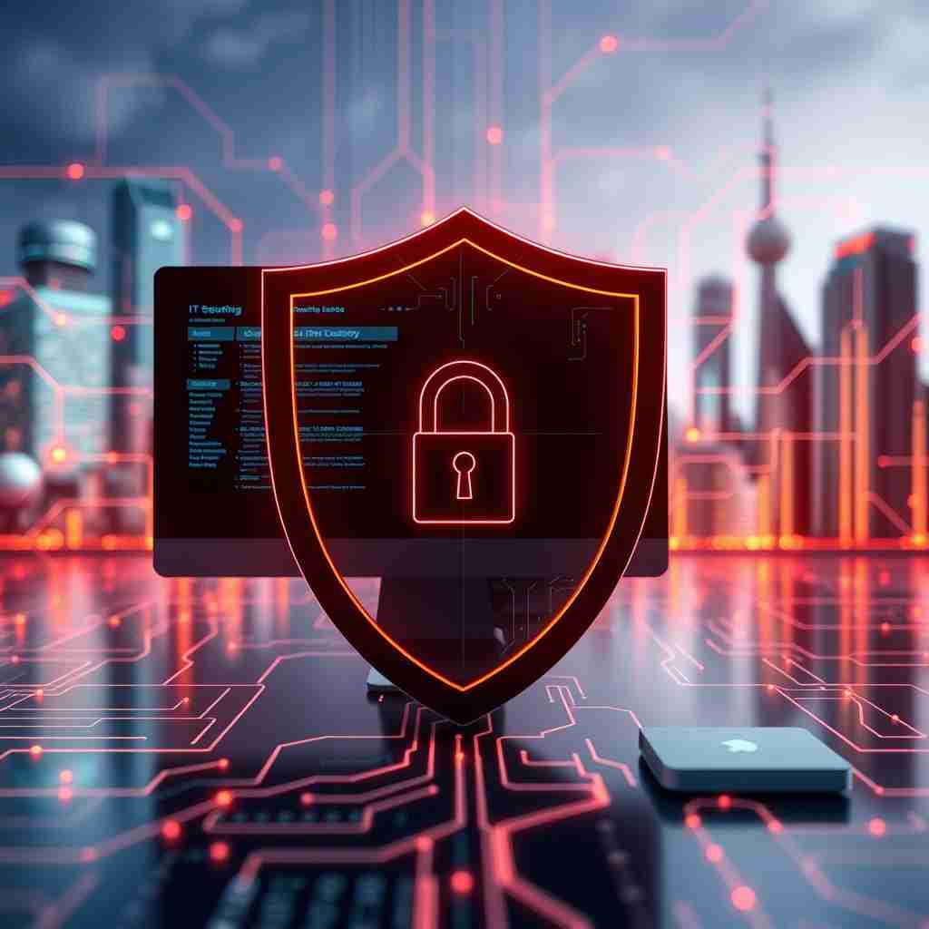 Illustration of four key types of IT security for businesses: network, endpoint, data and awareness training