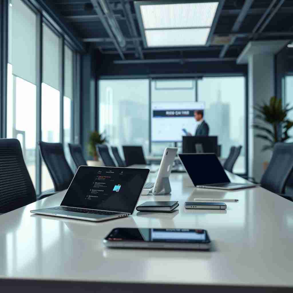 Een medewerker beheert mobiele apparaten veilig via een MDM-platform